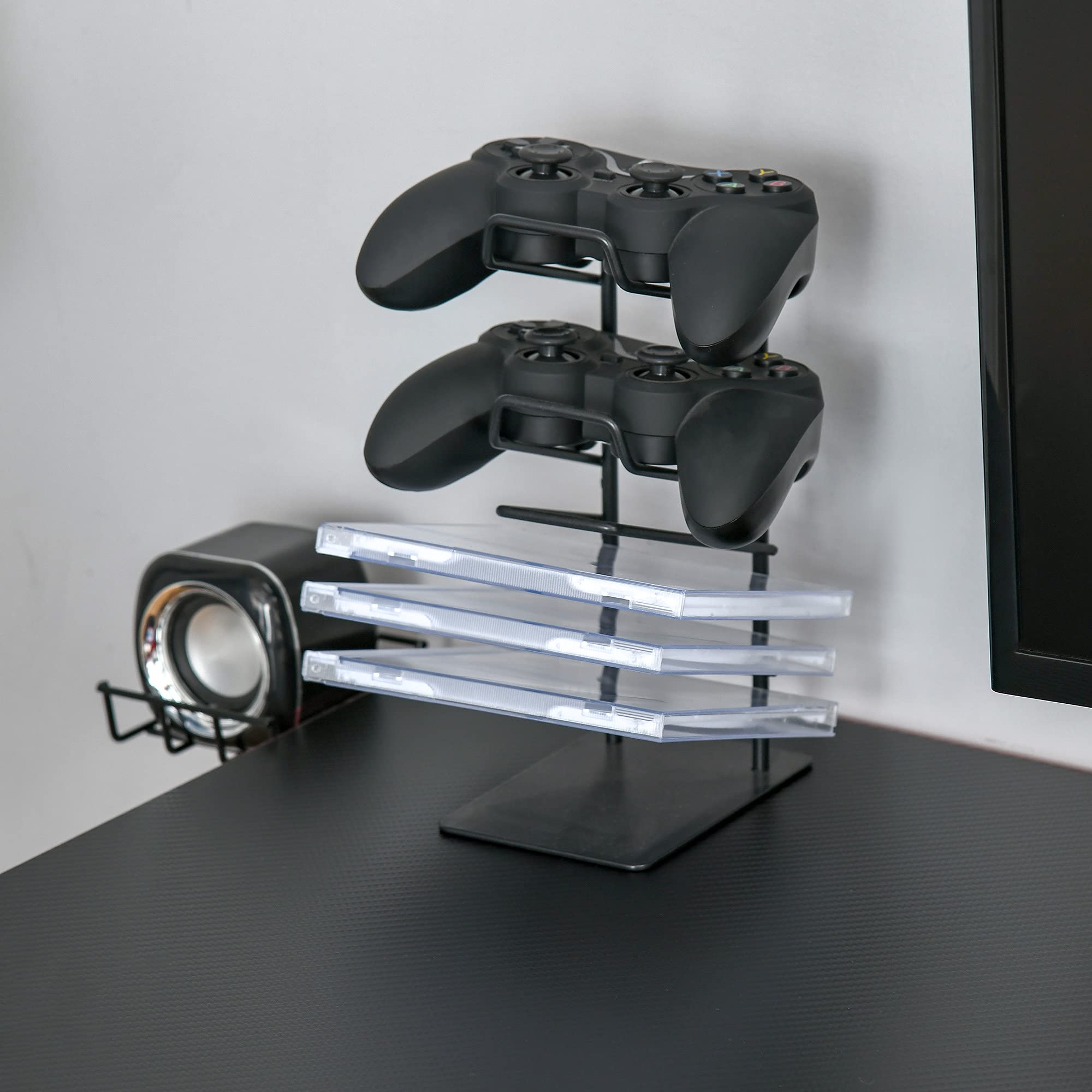 HOMCOM Bureau Gaming Racing Bureau Gamer Supports Casque Métal Rouge Noir