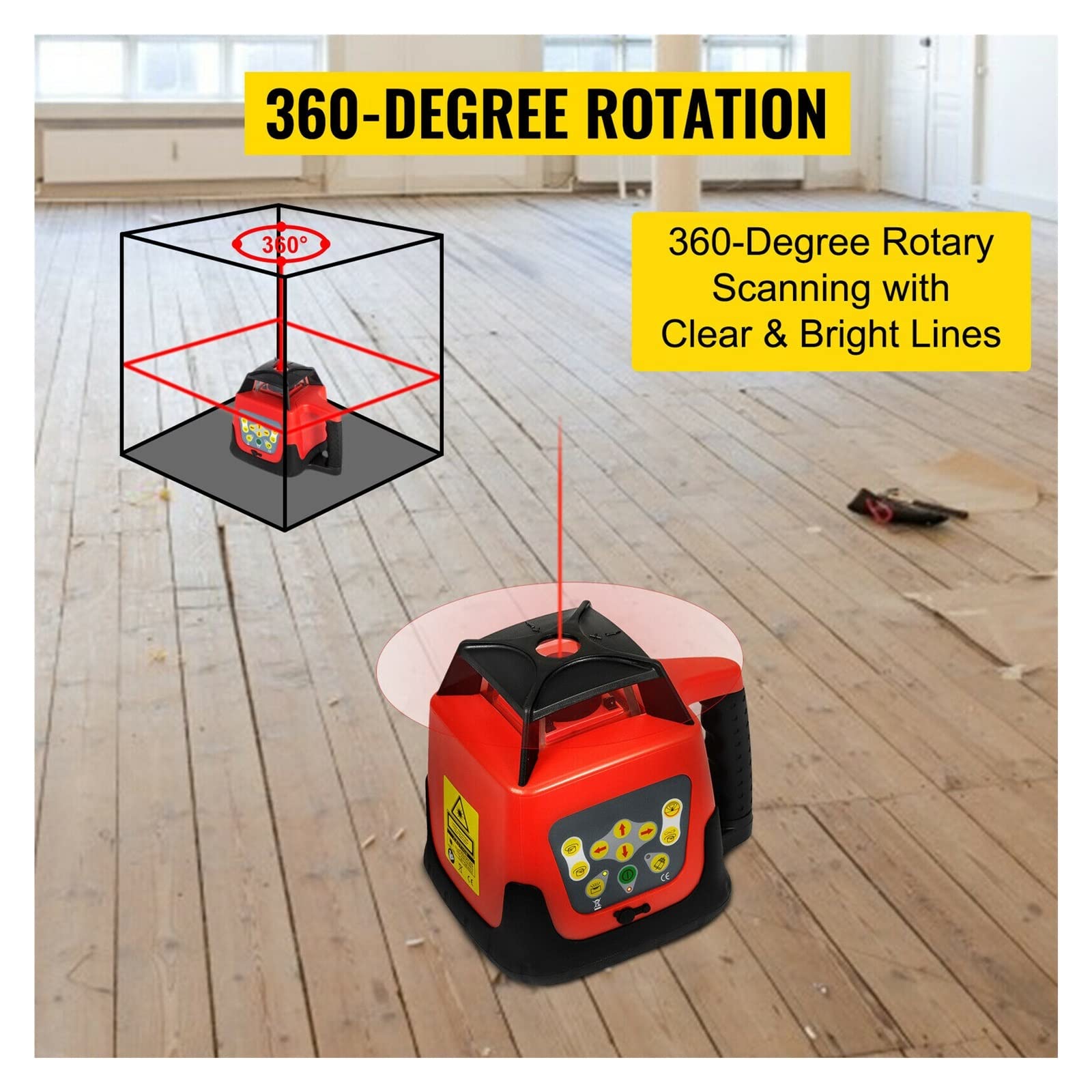 Genérico Kit de Nivel láser rotativo autonivelante con Alcance de 500 m para medición en Exteriores, Ideal para la Industria de la construcción. Juego Completo de Herramientas (Juego de Haz Verde).