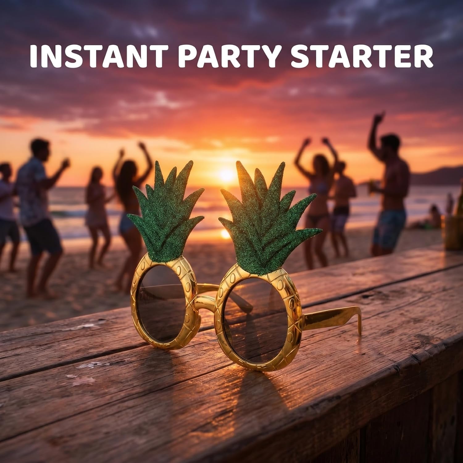 LIOOBO Tropical Pineapple Party Sunglasses: 2pcs Novelty Fruit Eyewear for Hawaiian Luau And Summer Beach Events, Funny Sunglasses for Adults And Children