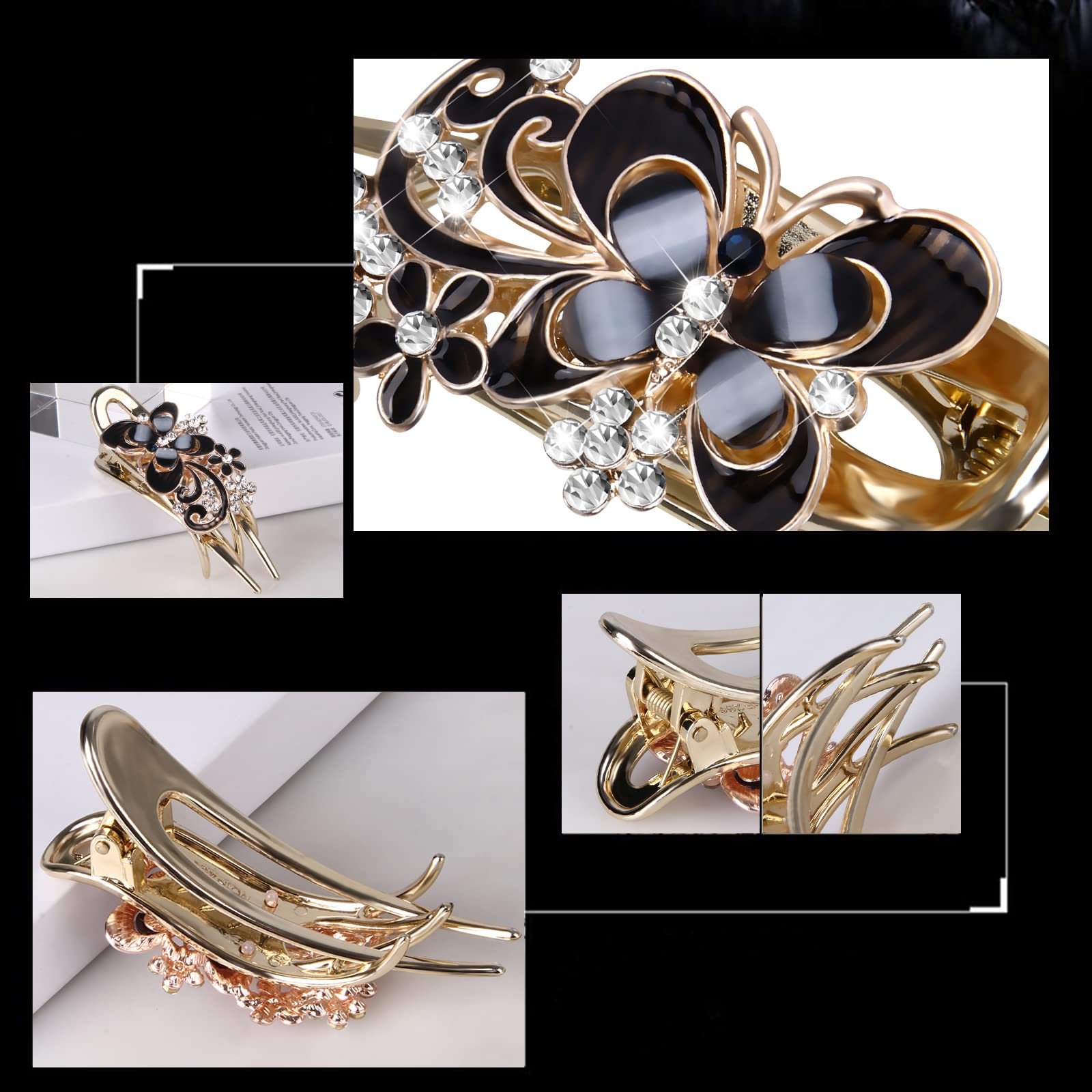 Stunning Repurposed Large Rhinestone Butterfly GG Hair clip Elegant Butterfly Rhinestone Hair Clip - Vintage-inspired  main image 2