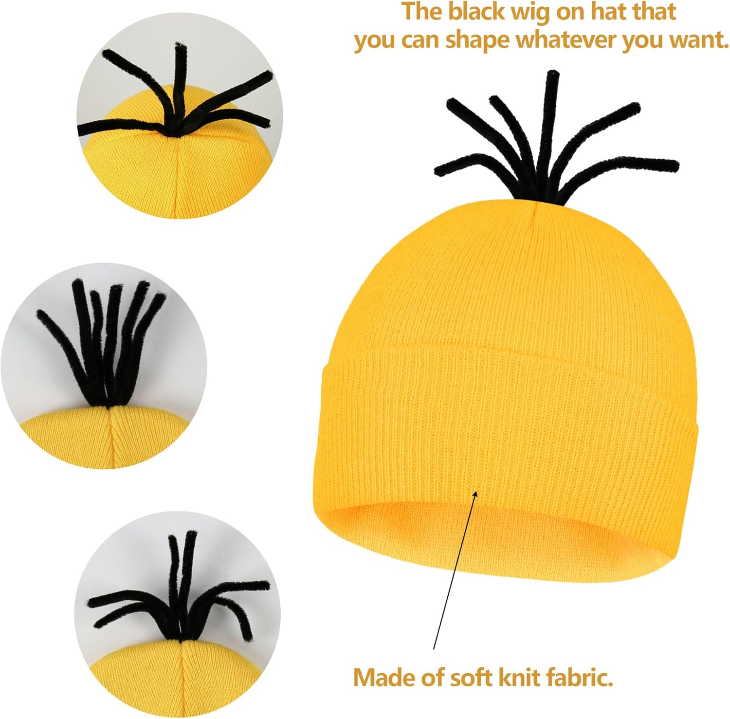 6 Pcs Women's Halloween Costume Accessories Set, Goggles/Yellow Beanie/Blue Dress/Blue Suspenders/Gloves/Yellow Stockings - Image 4