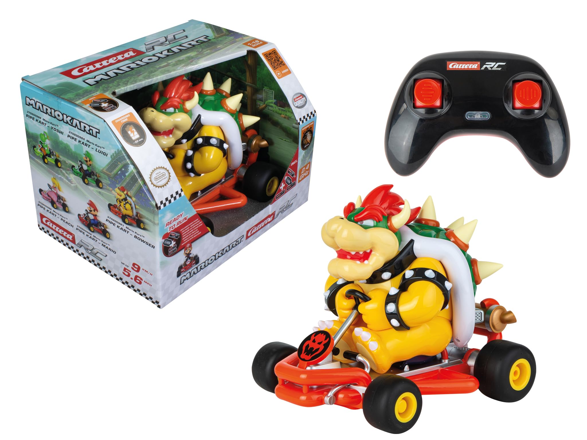 Carrera RC Mario Kart 2.4GHz Mario Kart Pipe Kart I Bowser RC Vehicle I Officially Licensed I Authentic Design I For Nintendo Fans I Remote Controlled Car 1:18 Scale I Up to 9kmh