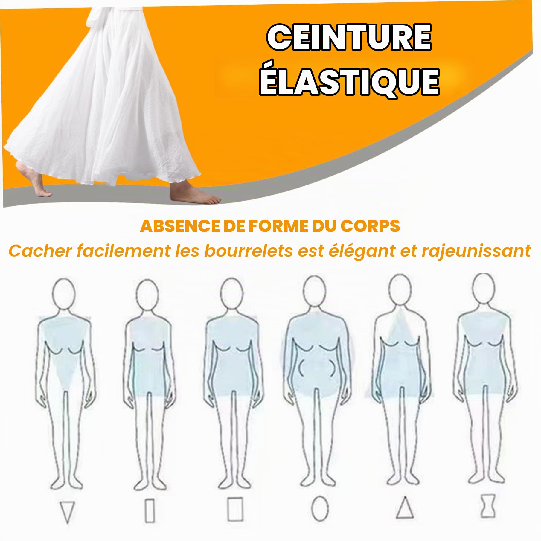 Jupe longue en lin jupe longue bohème blanche à plis coupe trapèze double épaisseur taille élastique 85 cm fluide pour la plage