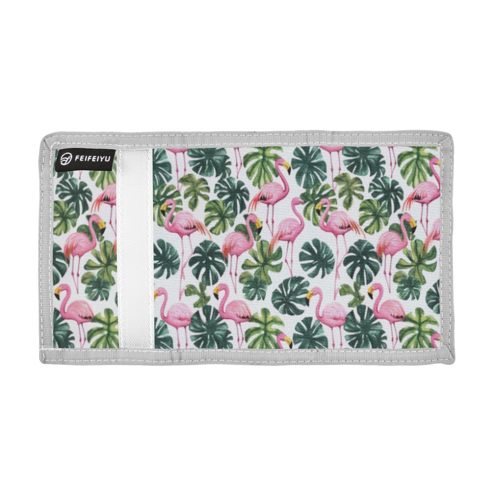 Wusikd Pink Flamingos Leaf Kids Wallet for Boys Girls Watercolor Toddler Trifold Wallet Novelty Wallet for Teens Women Men