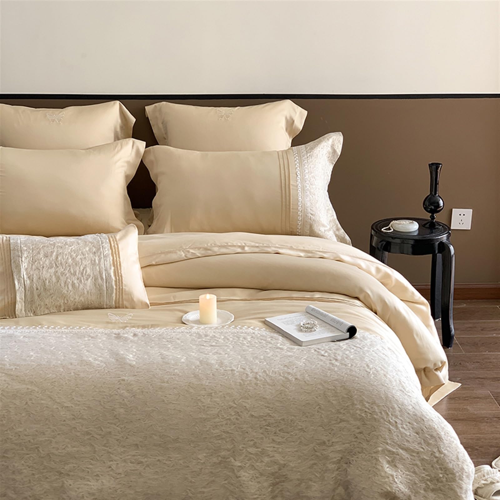 Juego de edredón floral jacquard para un descanso acogedor y placentero