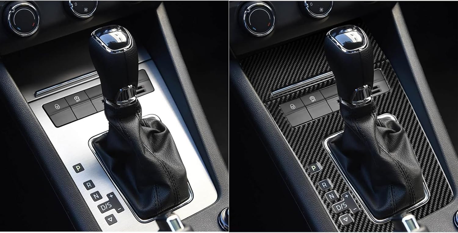 Car Carbon Fiber Accessories Protective Cover Sticker Compatible with Skoda Octavia 2017 2018 2019 2020 2021 (Gear Shift Bezel Panel 2pcs, Excluding Pro Version)