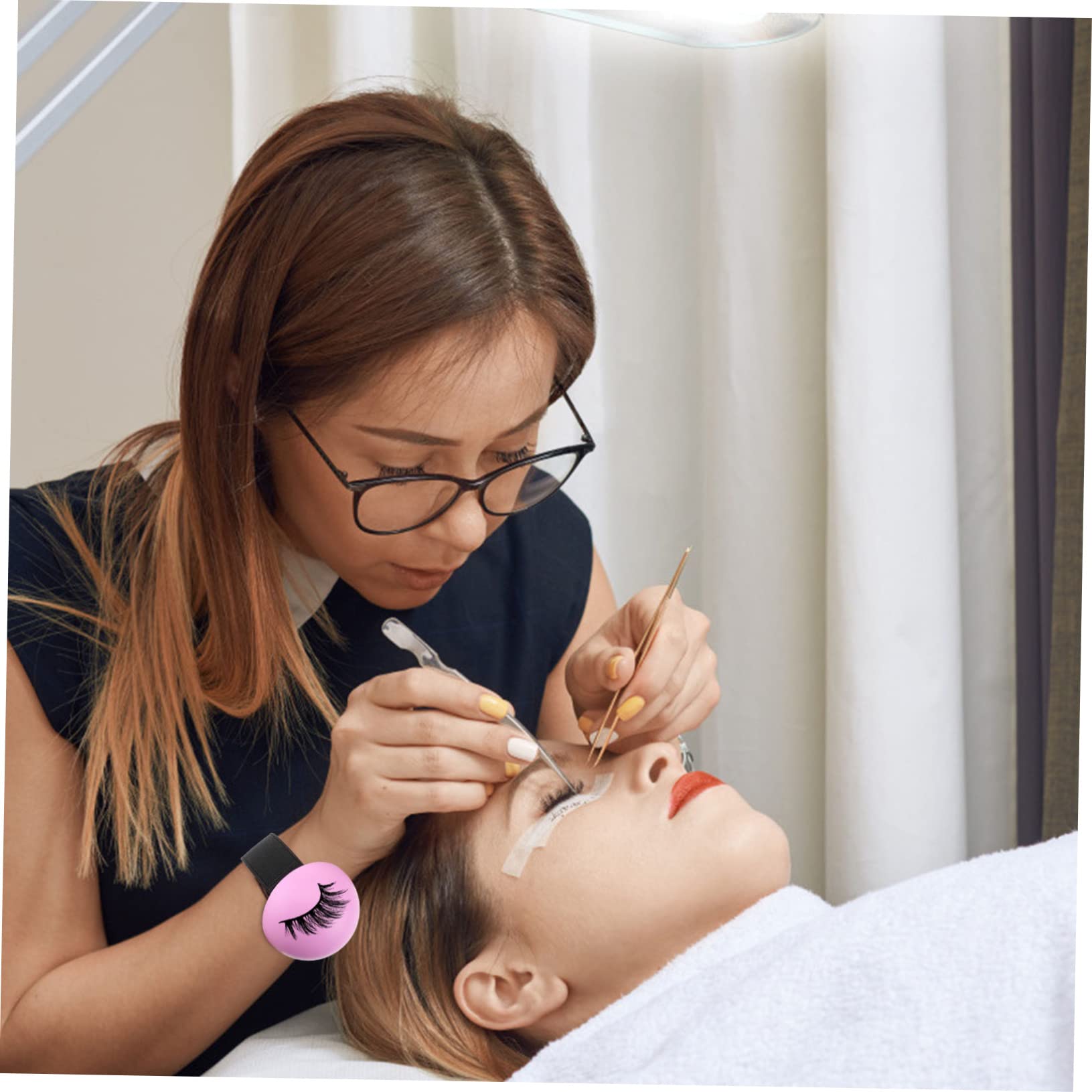Housoutil 5ensembles De Grafting Pour Extension De Cils Avec Bracelet Plateau De Cils Faux Rose Accessoire Salon Beauté