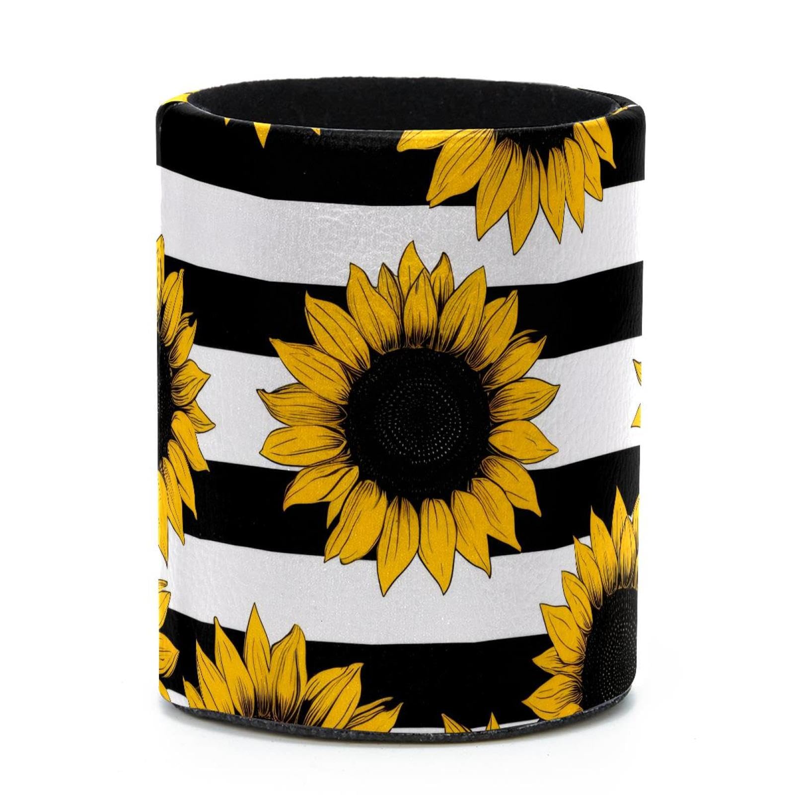 VAPOKF Round Pencil Holders for Desk, Sunflowers Pen Holders Pen Pot Makeup Brushes Storage Desktop Stationery Supplies Organiser for Home Office