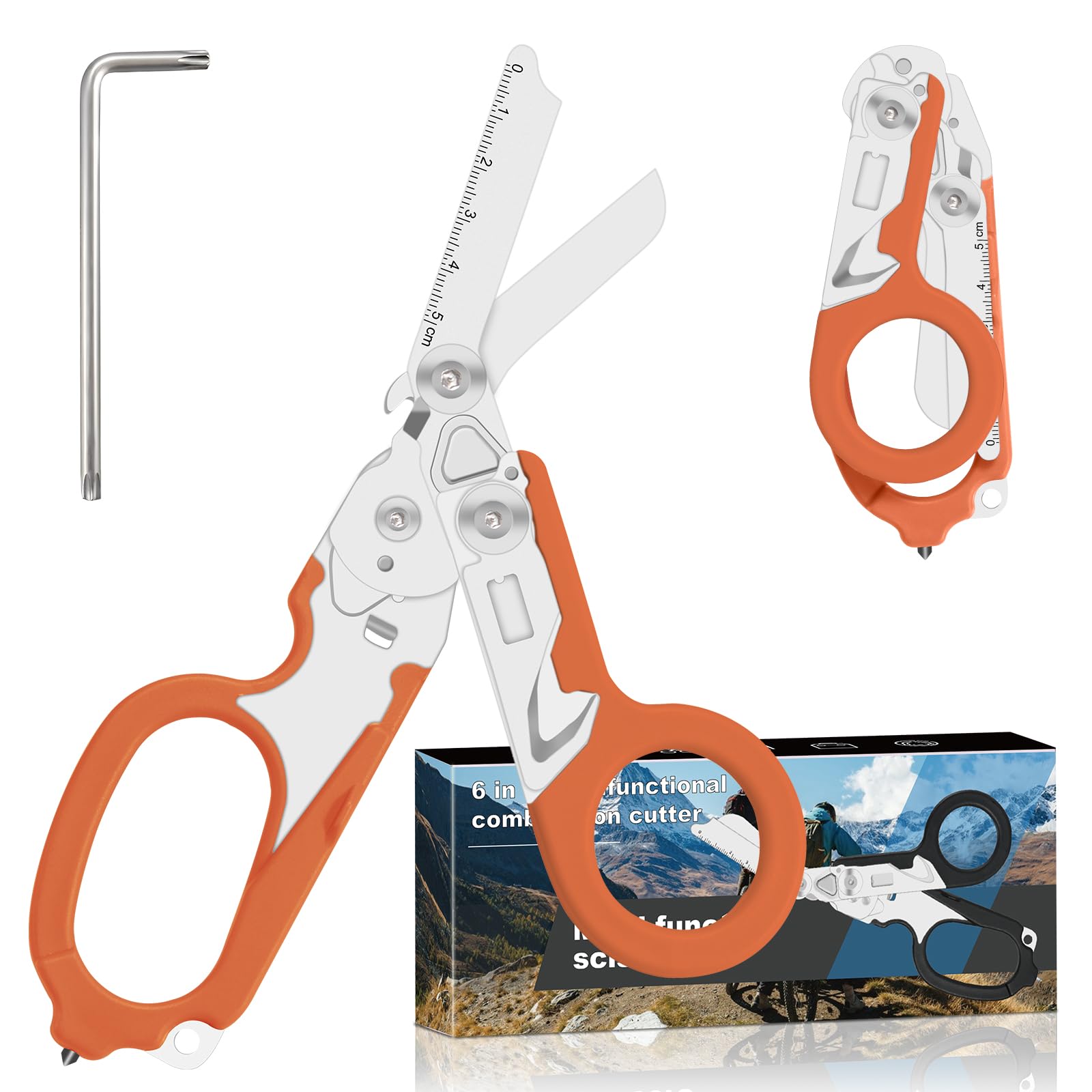 6-in-1 Heavy-Duty Emergency trauma shears (Orange)