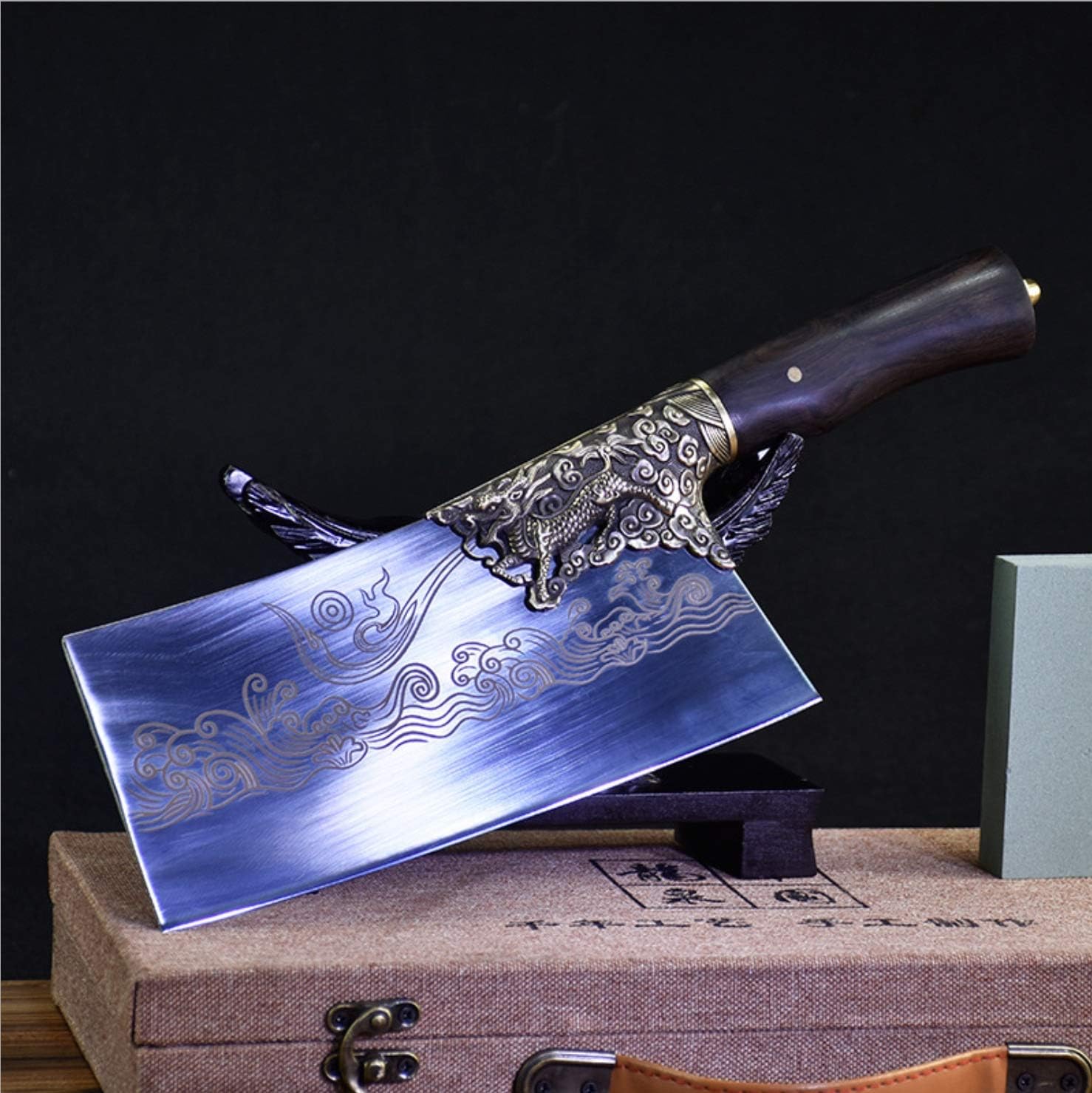 MAYiT Meat Cleaver Knife, Fixed blade kitchen chef knife handmade full tang chinese cleaver Meat saws Slaughter knife Cooking cuisine tools