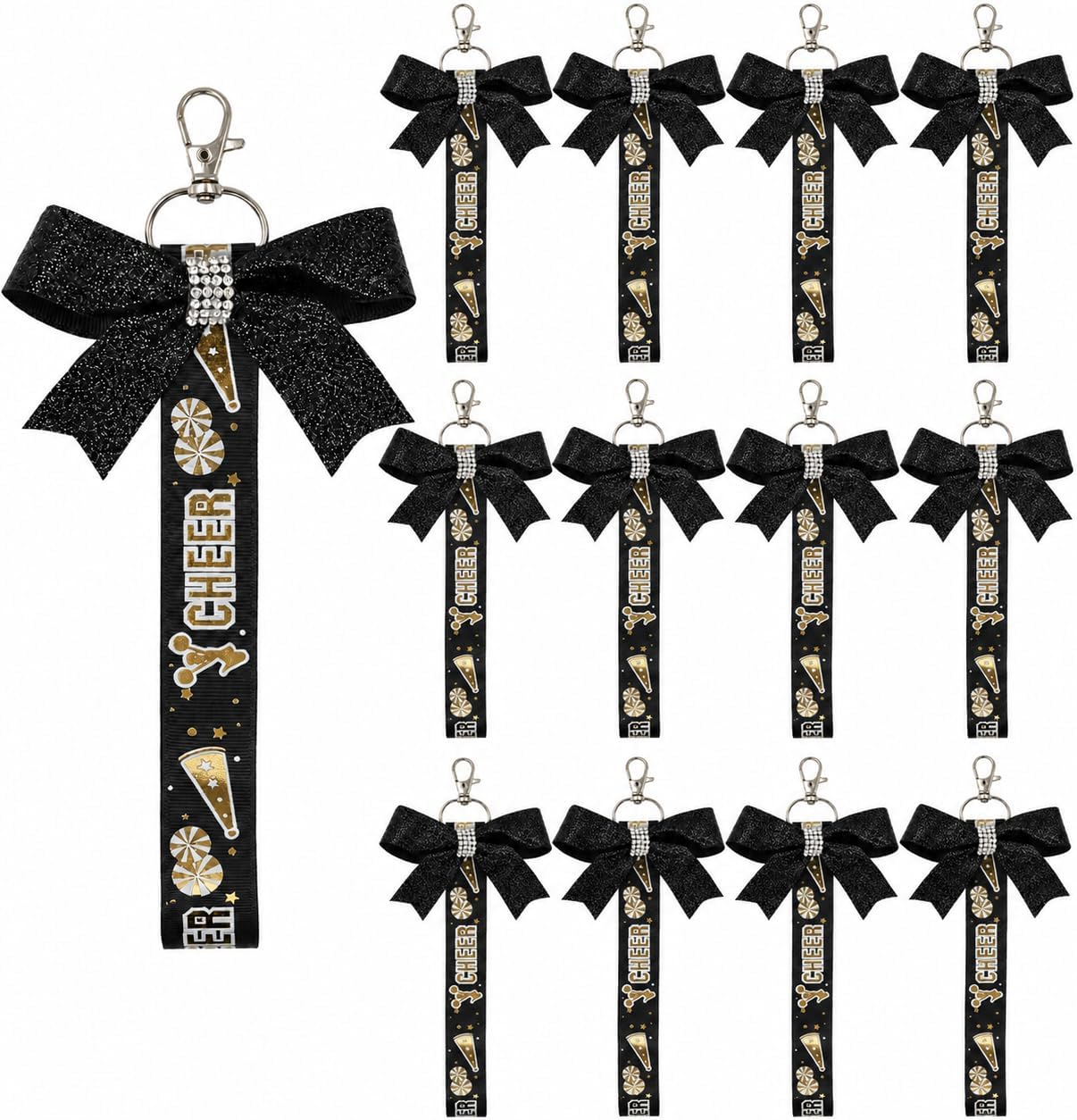 12 Pcs Cheer Bow Keychain Cheerleading Gifts Cheer Bag Accessories