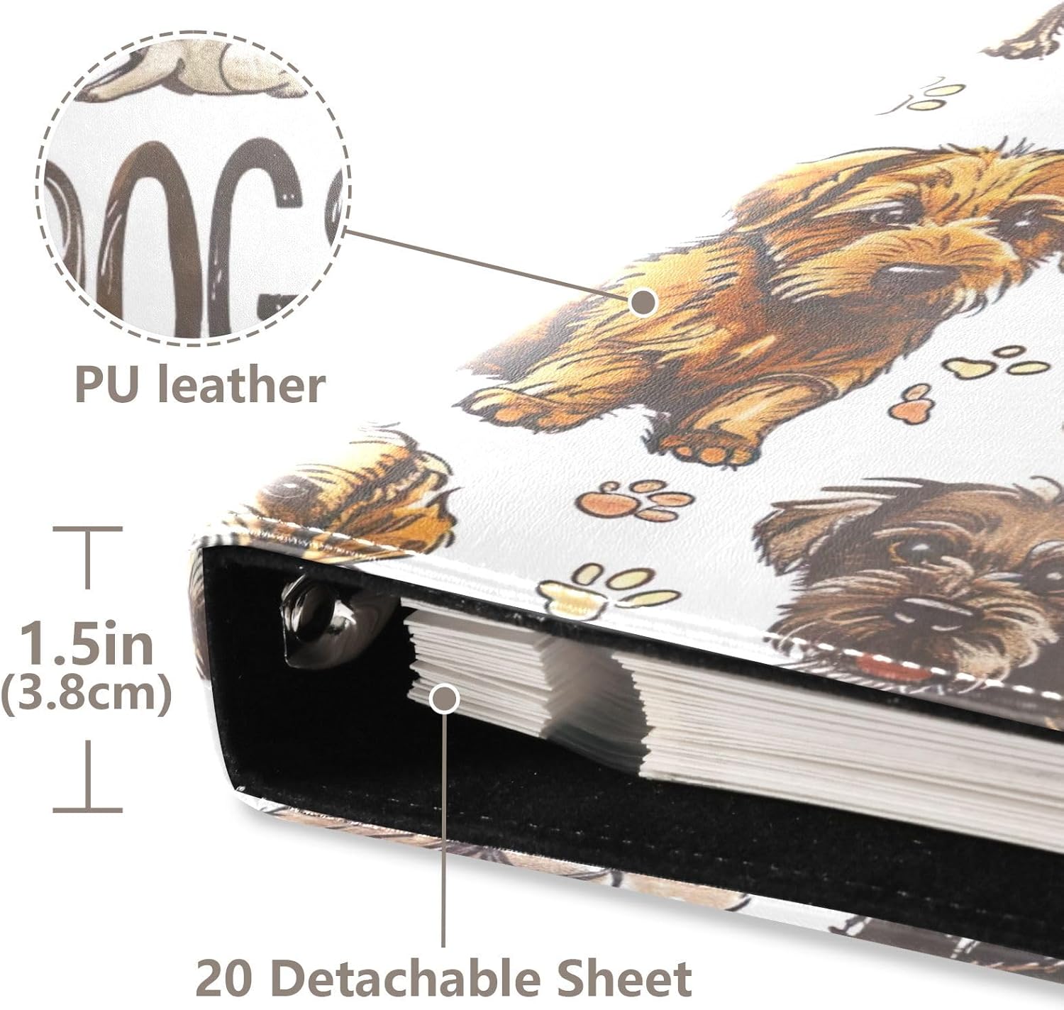 Photo Album Self Adhesive DIY Scrapbook Album Love Dogs 3 Ring Binders Photo Book 40 Pages 8x10 for Memory