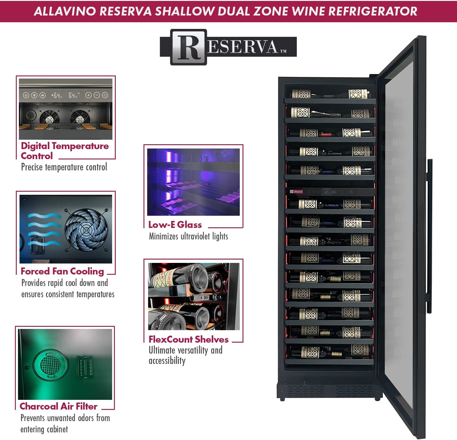 Allavino VSW6771D-2BR Wine Refrigerator, 2 Zone, Right Hinge