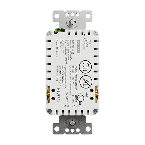 Miniatura 2 de Square D X Series WiFi Smart Outlet Receptáculo decorativo dúplex resistente a manipulaciones, compatible con Alexa y Google Assistant, 15 amperios,
