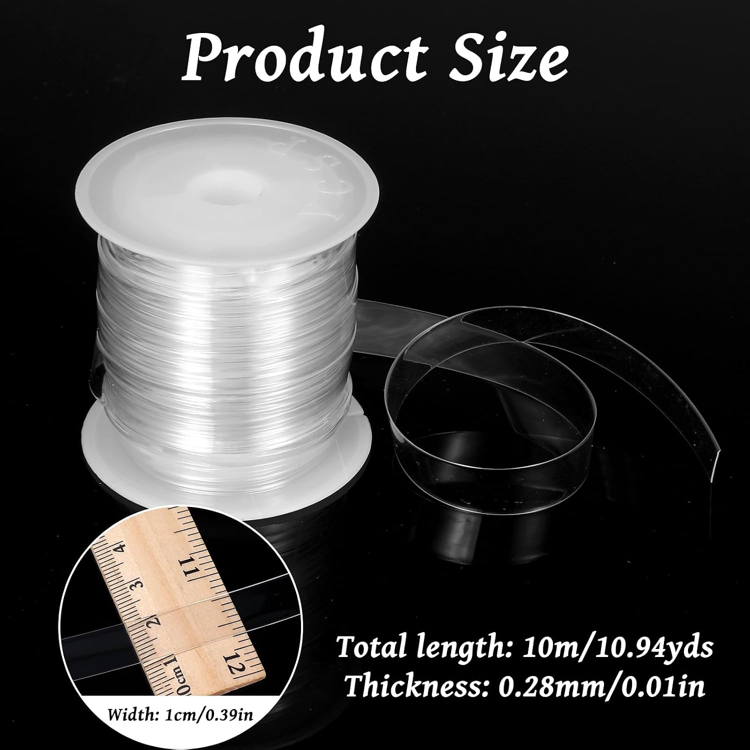 10.94 Yards (10m) Clear Elastic Strap 0.39inch Wide Clear Elastic Bands Lightweight Bra Strap Invisible Clear Elastic for Sewing Clothes DIY Shoulder Bra Lingerie 0.28mm Thick