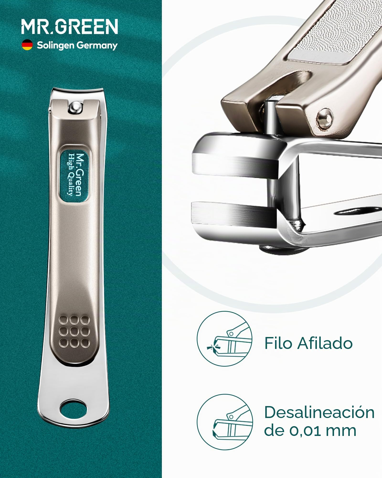 Kit de manicura y pedicura con cortaúñas de acero inoxidable y funda de cuero, cortador de uñas inclinado para hombres y mujeres
