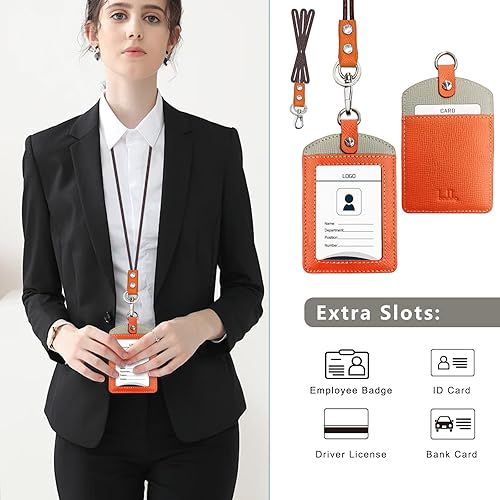 Vista 66 de Boshiho. Funda vertical, de piel, para tarjeta de identificación con cordón resistente., Bolso