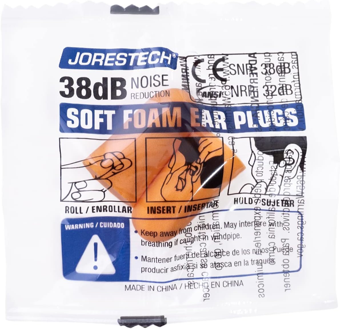 JORESTECH Safety Ultra Soft Foam Ear Plugs Orange Excellent for Noise Reduction Packed in Pairs 32dB NRR 34 dB SNR (200)