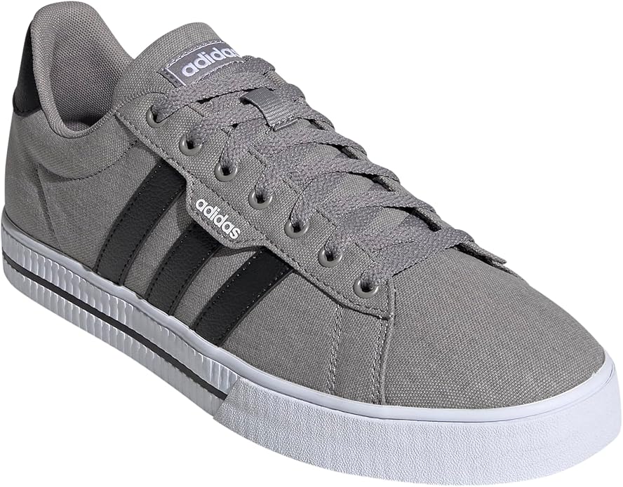 Adidas Daily 3.0 Skate Shoe in gray with black stripes, featuring a clean design and lace-up closure.