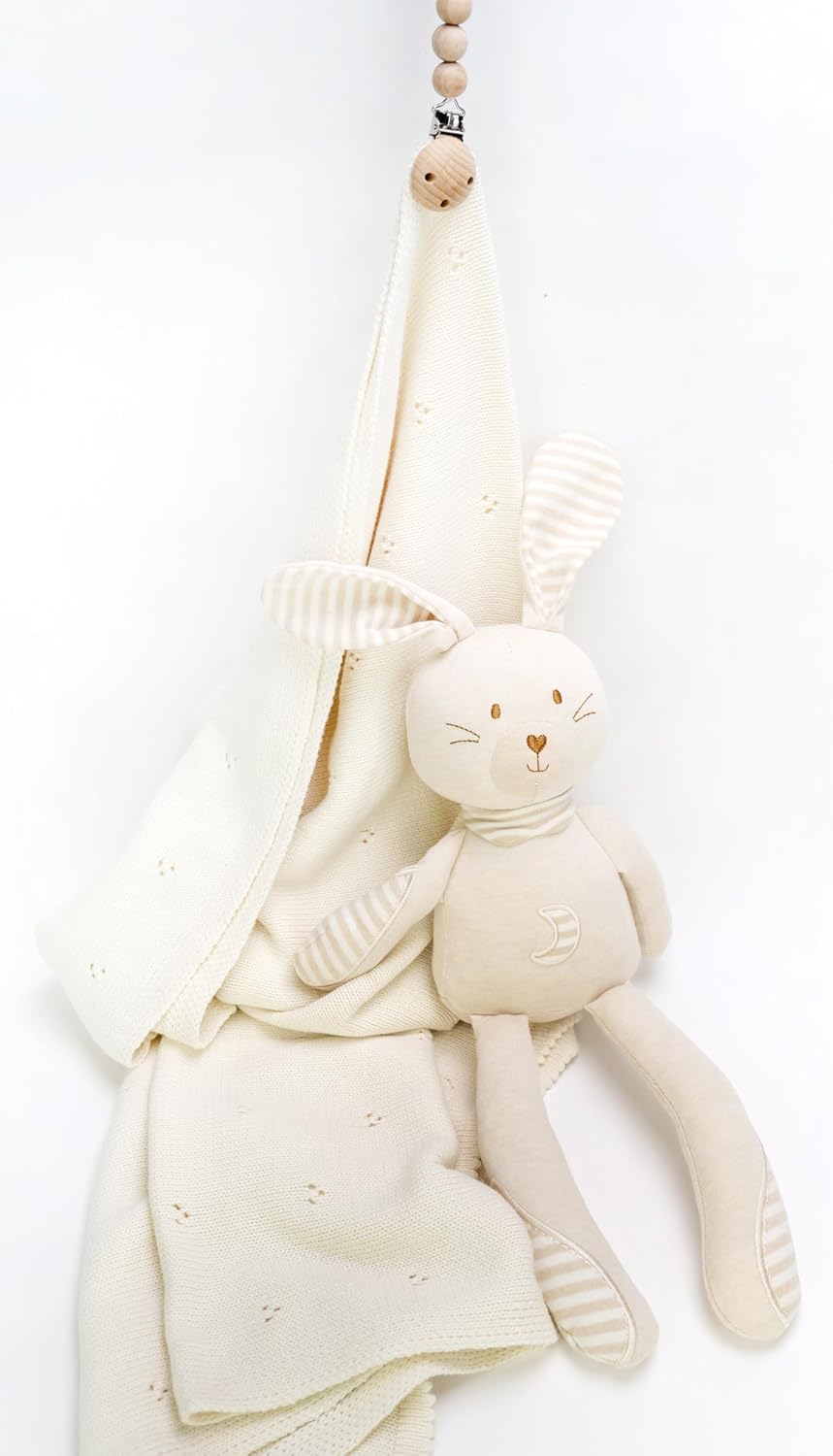 Baby Gift Set – Soft Cotton Blanket and Plush Bunny, Neutral Color, Cozy Neutral Design