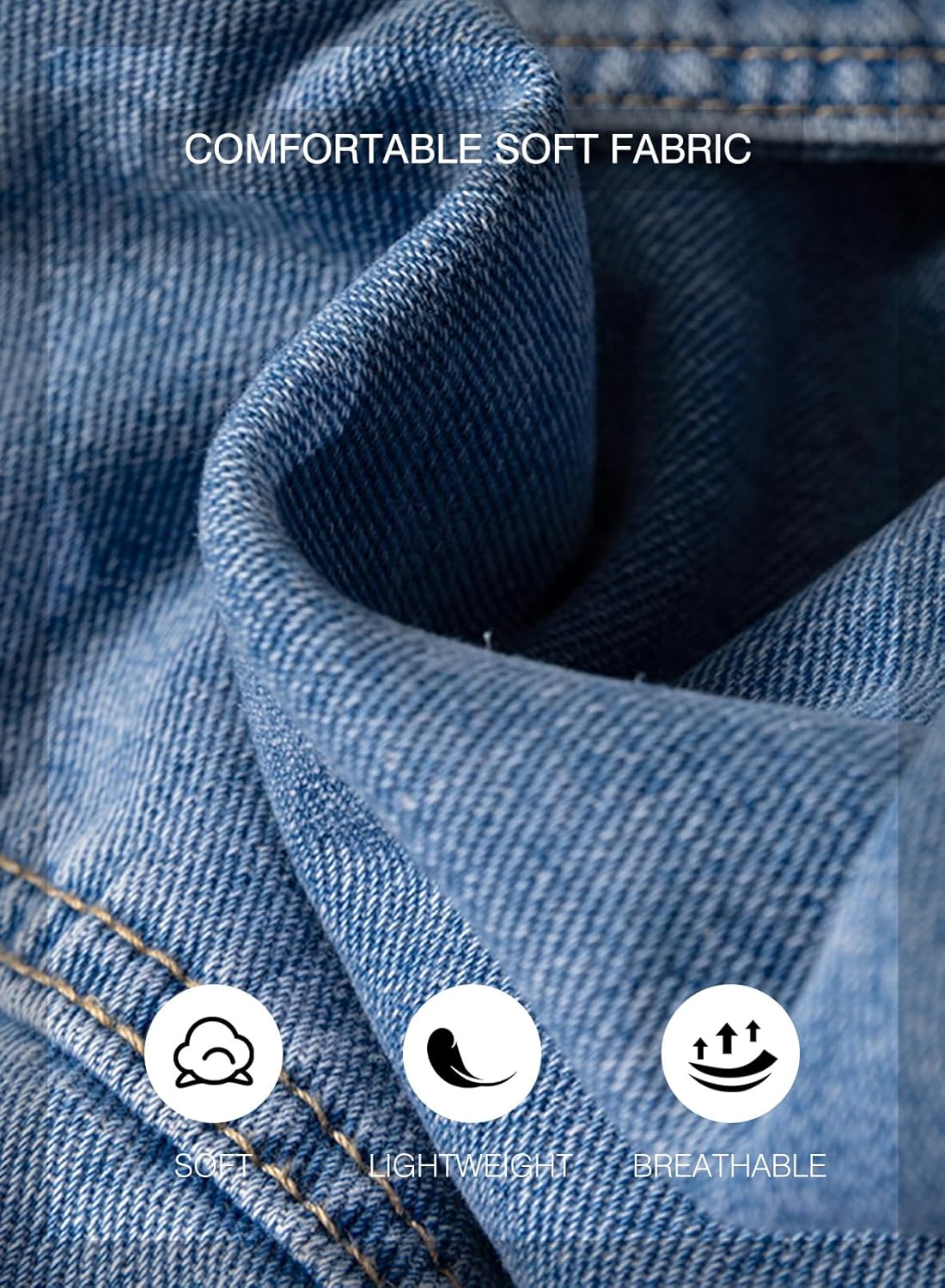 SHEWIN Womens Denim Jacket Casual Long Sleeve Drop Shoulder Button Front Jean Jacket Coat With Pockets - Image 6