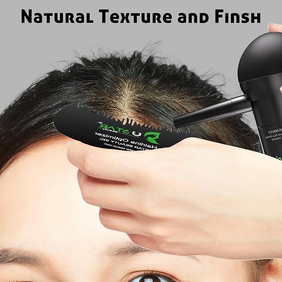 Ustar 4 in 1 Hair Building Fibers Set for Thinning Hair Thickening Natural Hair Loss Concealer Powder for Men & Women Bald Spot Cover Up and Hair Volume Enhancer 27.5g Black