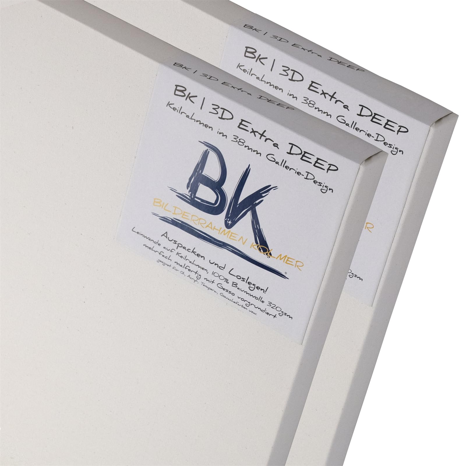 2X BK Deep Gallery Toiles sur Chassis 60x80cm | 3D Extra Haut galerie Toile sur châssis, 38mm Baguettes de Chassis | Toile à Peindre enduite, Chassis entoilés prêts à Peindre avec Toile