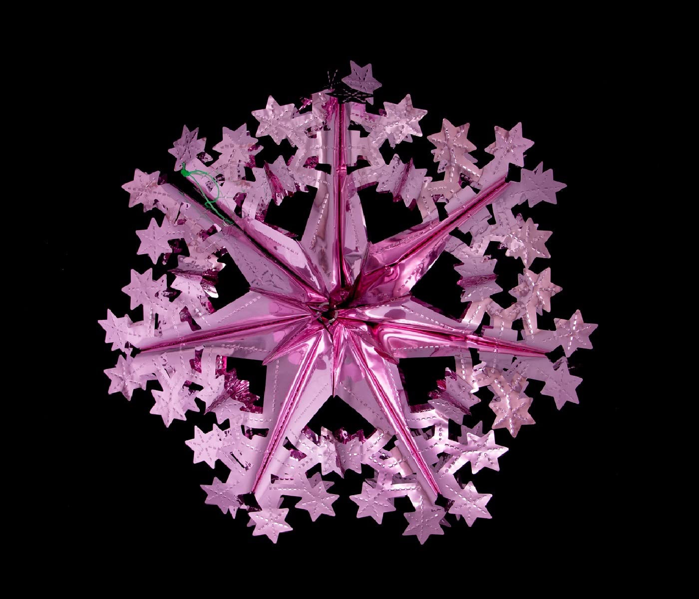 Simply Products Foil Garland Snowflake Star - Christmas Hanging Decoration Wall Ceiling Xmas Deco (Baby Pink)