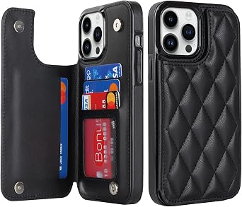 for iPhone 14 Pro Max Case Wallet 6.7 Inch with Card Holder Premium Soft PU Leather Magnetic Clasp, Shockproof Stylish Protective Cover for iPhone 14 Pro Max -Black