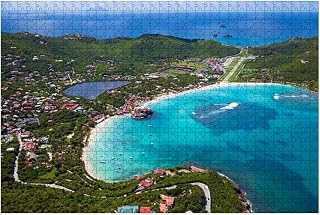1000 Piece Aerial View of St Jean Bay St Barths Large Piece Jigsaw Puzzles for Adults Educational Toy for Kids Creative Games Entertainment Wooden Puzzles Home Decor