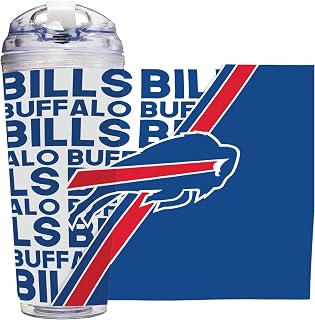 Rico Industries NFL Football 24oz Acrylic Tumbler with Hinged Lid, Officially Licensed Double Wall Tumbler for NFL Fans