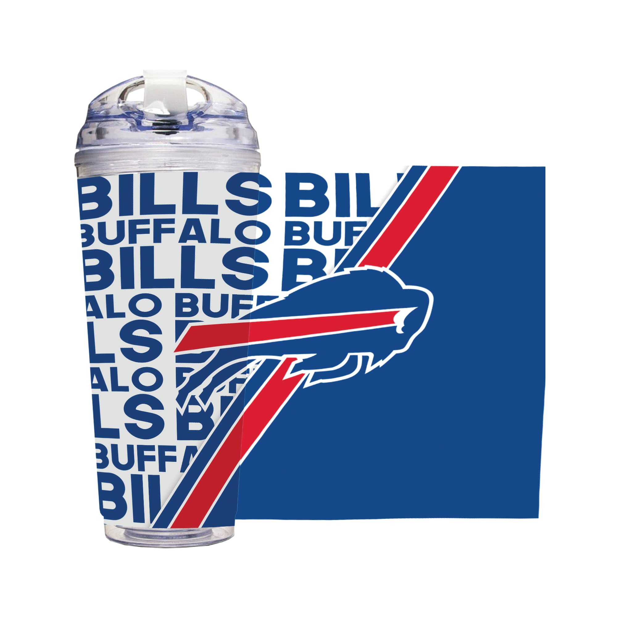 Rico Industries NFL Football 24oz Acrylic Tumbler with Hinged Lid, Officially Licensed Double Wall Tumbler for NFL Fans