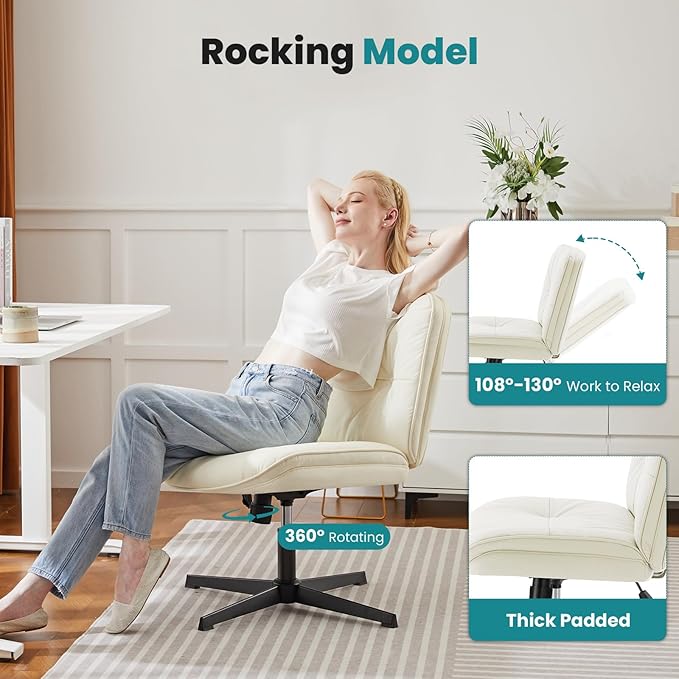 Silla de Oficina Sin Ruedas Giratoria Ergonómica con Respald miniatura 5