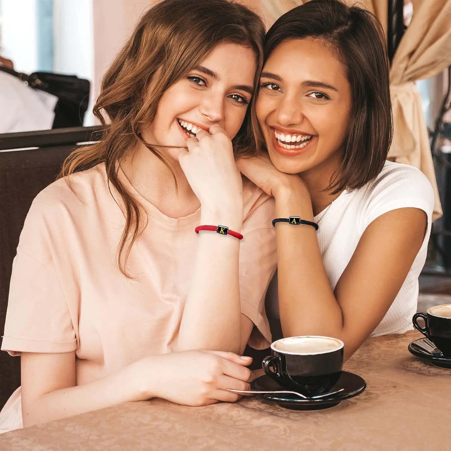 Miniatura 3 de PANSHI Couples Initial Bracelets for Women Men Boyfriend Girlfriend Best Friends Bff Valentines Day Wedding Anniversary Birthday Gifts