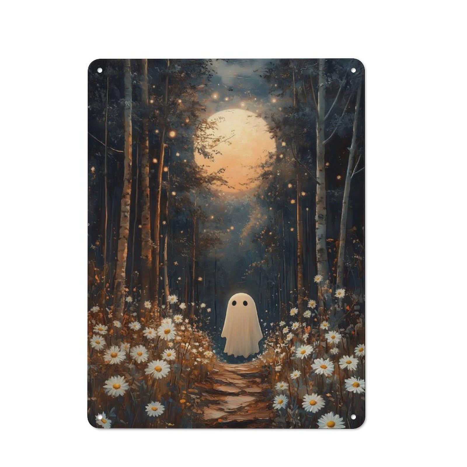 Junmoney Ghost In The Forest Rustic Tin Sign 40X30cm For Café Or Home Bar, Suited To Hospitality Decor Collectors