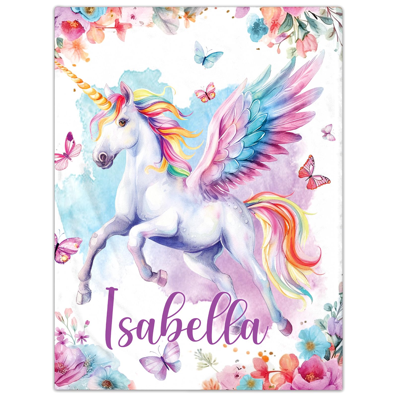 Personalised Baby Blanket for Girls - Custom Name Elephants Design for Infant, Toddler, Newborn - Soft Bed Throw - Birthday, Baby Shower โ image 1