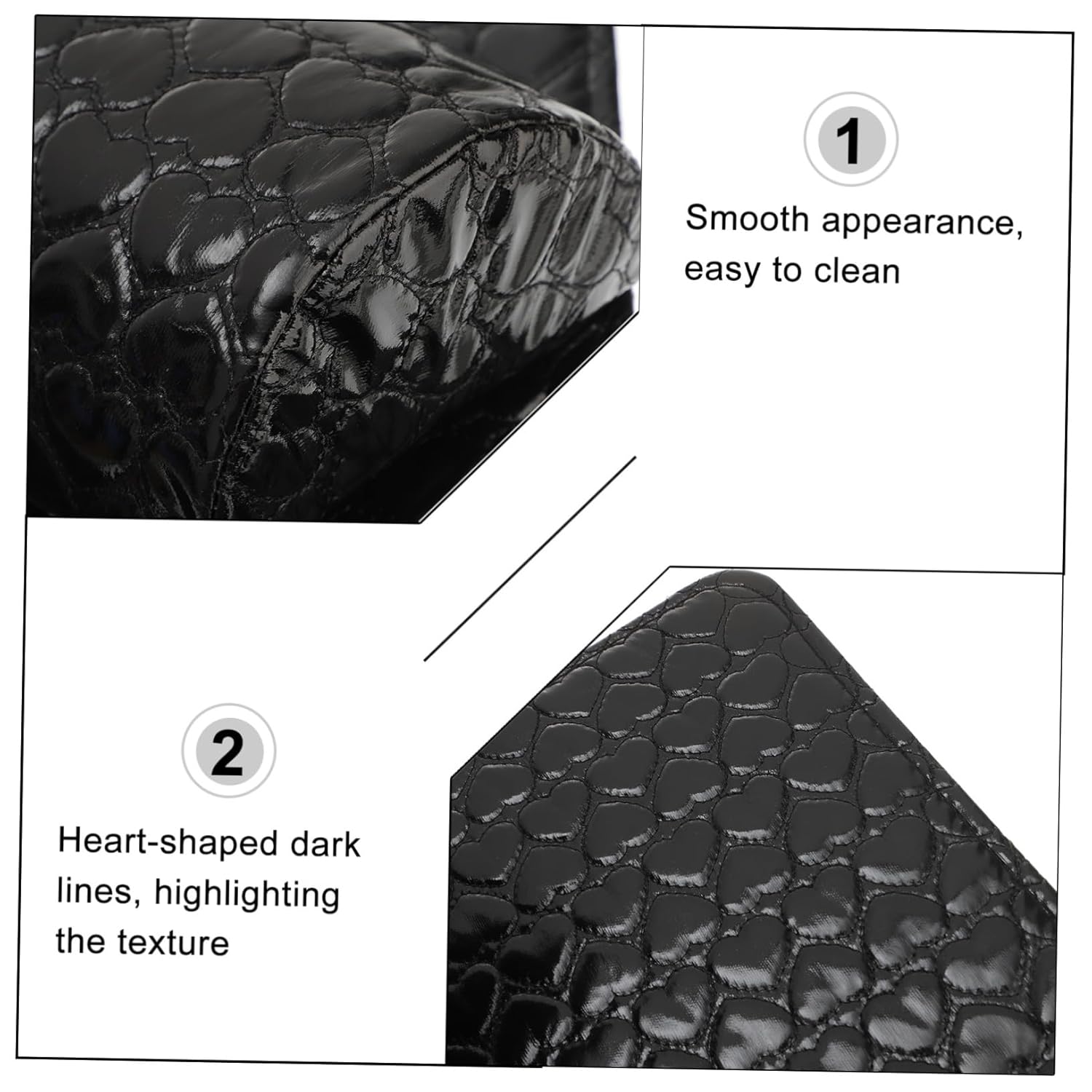 SAFIGLE Heart Pattern PU Cushion Manicure Hand Pillow Mat Set 2pcs Nail Art Wrist Cushion for Professional and Home Use Black Color