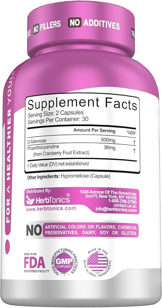 Herbtonics Fast Acting Urinary Tract Cleanse Treatment | Formula UTI with 36 mg PAC | Medical-Grade Cranberry Supplement for Urinary Tract Support (60 Count (Pack of 1))