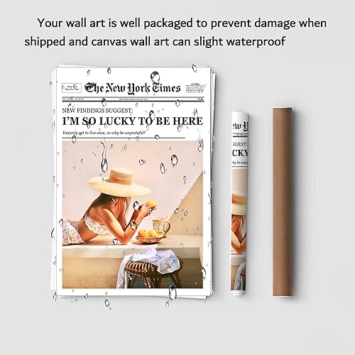 Miniatura 3 de Trendy Lienzo decorativo para pared de sala de estar, póster de periódico The New York, divertidos carteles de playa con chicas calientes, arte de