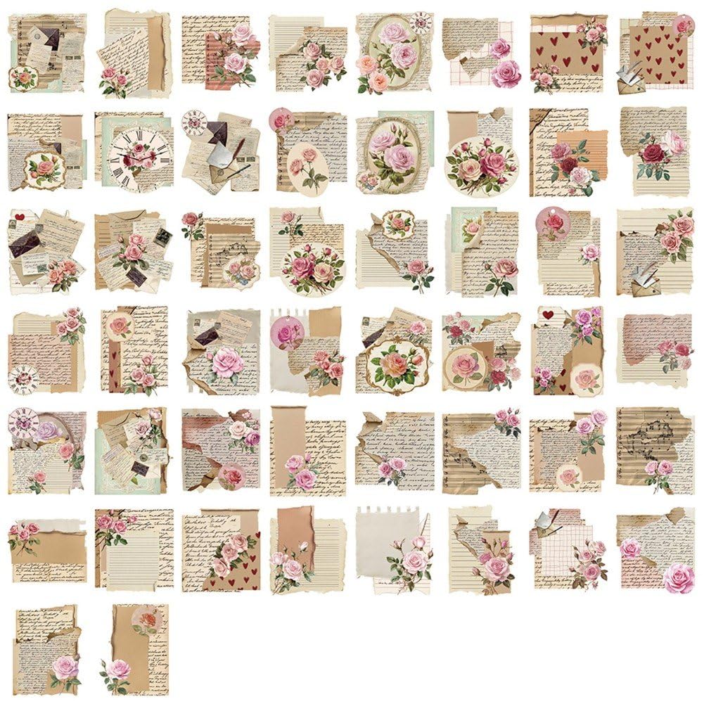 50 szt. Vintage Rose Naklejka, Cytat Kalkomania na Laptopa Bagażu Wycinkowego i Codziennej Dekoracji Powierzchni