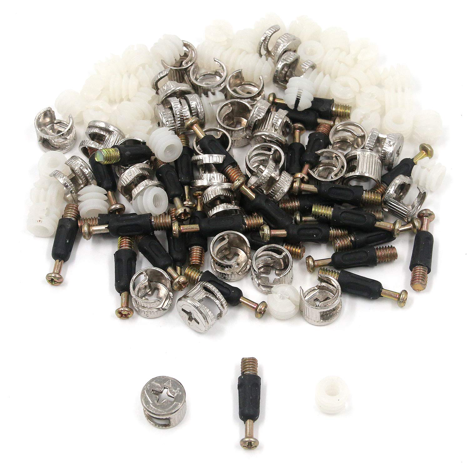Geesatis 30 Set 3in1 Cam Fitting with Dowel Furniture Cam Fittings