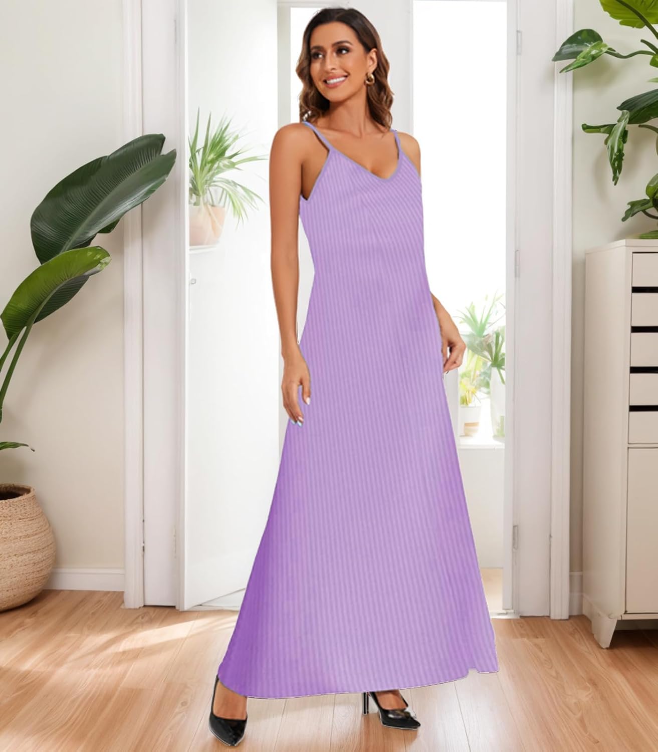 DinyIn Plus Size Maxi Dresses Sundress for Women Loose Leopard Printed Adjustable African Dress with Pockets - Image 3