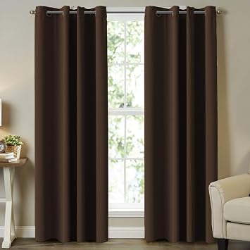 Turquoize Blackout Curtains Panels, Thermal Insulated Solid Blackout Curtain for Kids Room, Thermal Insulated Solid Grommet Blackout Draperies for Livingroom, 2 Panel 52" W x 96" L, Seal Brown