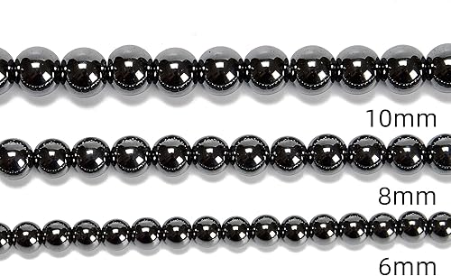 Miniatura 4 de 38 cuentas de hematita de 0.394 pulgadas (0.394 in), piedra natural, piedras preciosas redondas auténticas para hacer pulseras y cadenas de joyería