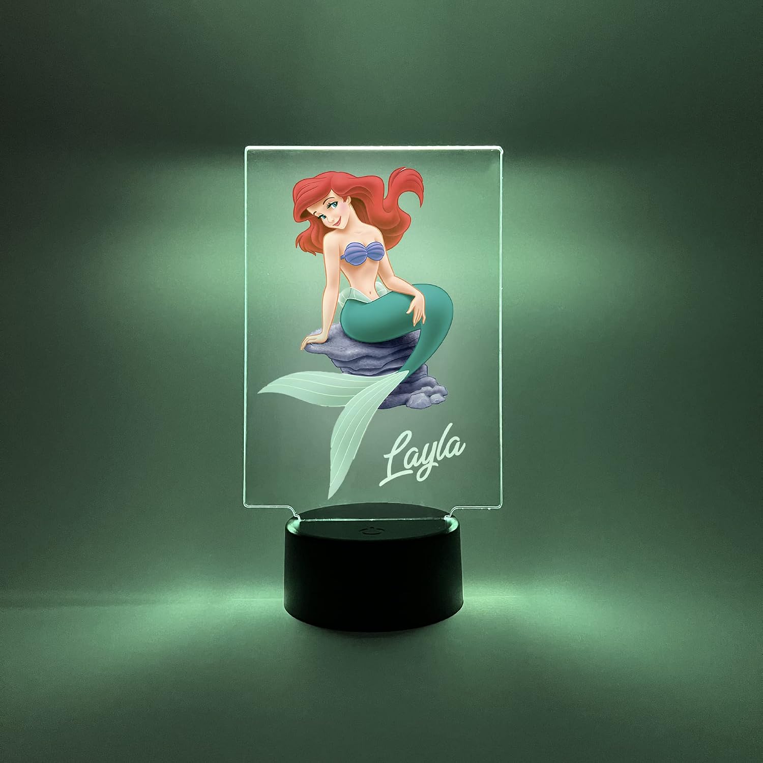 Princess Mermaid Under The Sea Sign Night Light Up LED Desk Table Desk Lamp Personalized Free Engraved Made to Order, Home Girls Room Decor, 16 Bright Color Options With Remote, A Must Have!