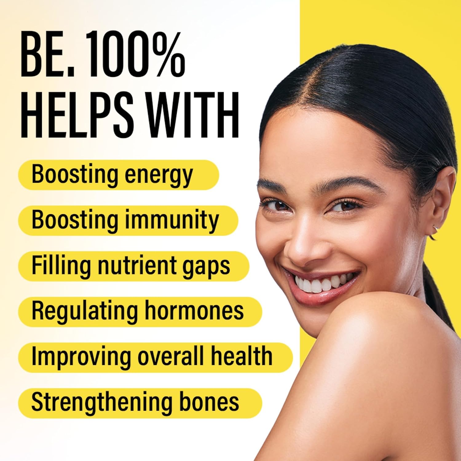 Be. 100% Multivitamin for Men & Women Supports Overall Energy & Improving Overall Health With ingredients Daily Vitamins A, B, C, D & E, Biotin, Essential Minerals & Folic Acid | 30 Tablets for 30 Days Be. 100% Multivitamin for Men & Women Supports Overall Energy & Improving Overall Health With ingredients Daily Vitamins A, B, C, D & E, Biotin, Essential Minerals & Folic Acid | 30 Tablets for 30 Days