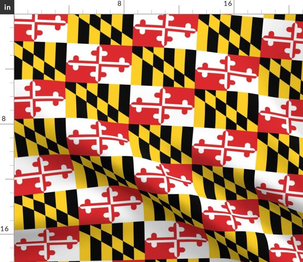 Spoonflower Fabric - Maryland Flags Flag Horse Racing State Sailing Naval Printed on Petal Signature Cotton Fabric by The Yard - Sewing Quilting Apparel Crafts Decor