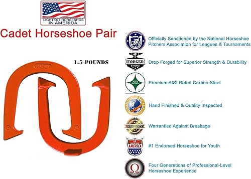 Miniatura 4 de Herraduras ligeras de lanzamiento de cadetes - NHPA sancionadas para jugar en torneos - Acero forjado en caída - Un par (2 zapatos)