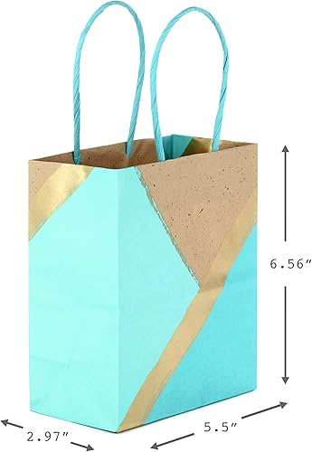 Miniatura 3 de Hallmark Bolsas de regalo pequeñas de papel de 6 pulgadas (paquete de 8 unidades, papel kraft, turquesa y menta) para Navidad, cumpleaños, bodas,