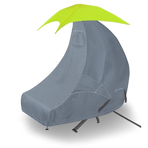 Patio Hanging Chaise Lounge Cover, Heavy Duty Waterproof 73 Inch Patio Hanging Chair with Stand Cover, Hammock Cover for Outdoors, (79"L x 50"W x74"H), Grey